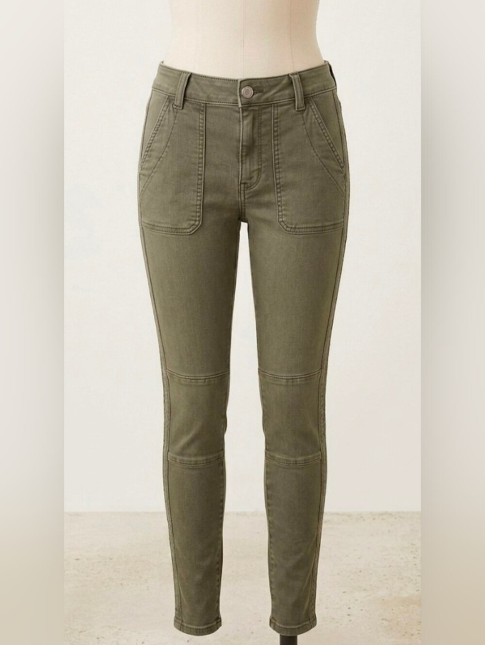 AE American Eagle High Rise Jegging Crop Olive Green Utility Cargo Pants 4 Reg